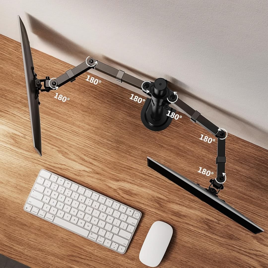 Dual Monitor Stand — Fully Adjustable Heavy Duty Monitor Arm for 2 Screens up to 32"