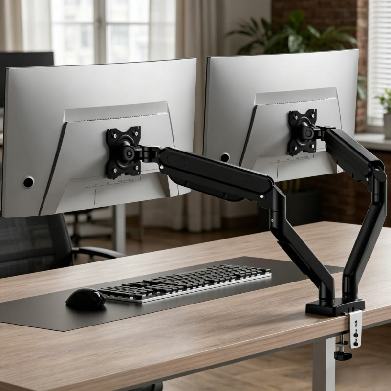 Dual Monitor Stand — Fully Adjustable Heavy Duty Monitor Arm for 2 Screens up to 32"