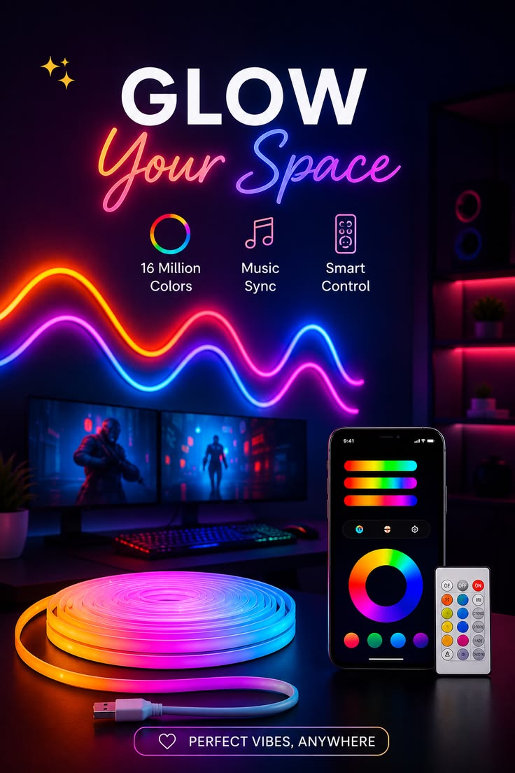 LED Bluetooth RGB Light Strip — App Controlled Bias Lighting for TV & Gaming Setup